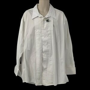 Joseph & Feiss Men's White Tuxedo Shirt Pleated Bib French Cuffs Size 19 34/35